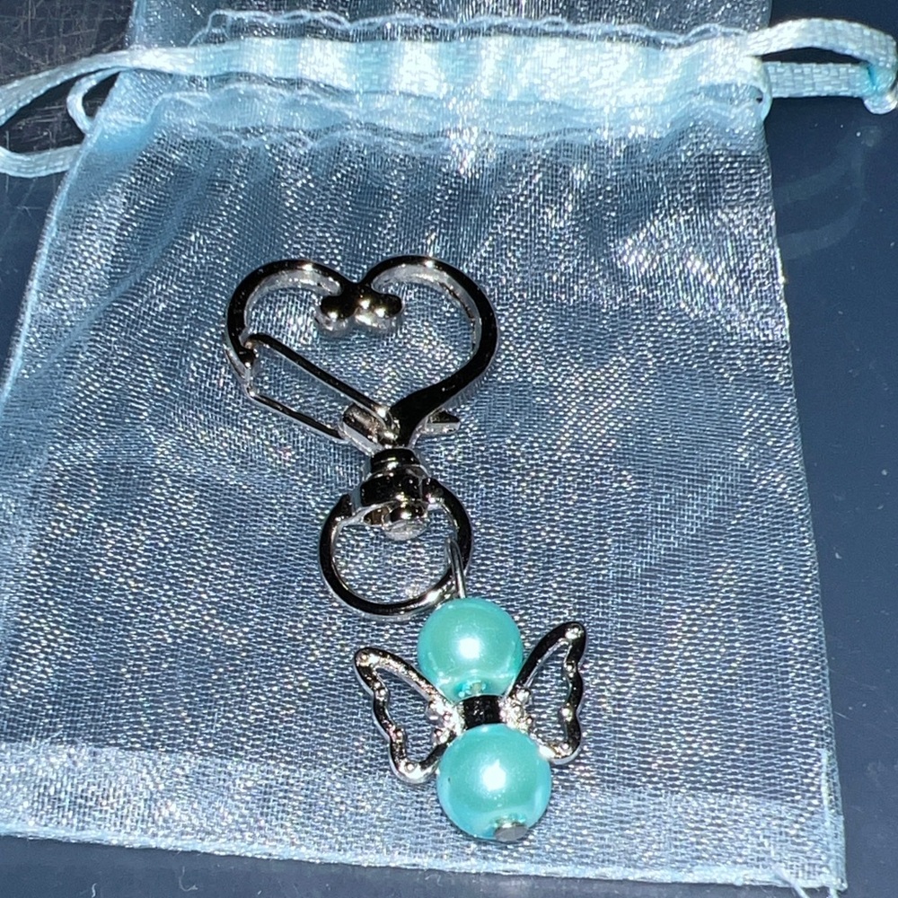 Silver and Turquoise Angel Keychain